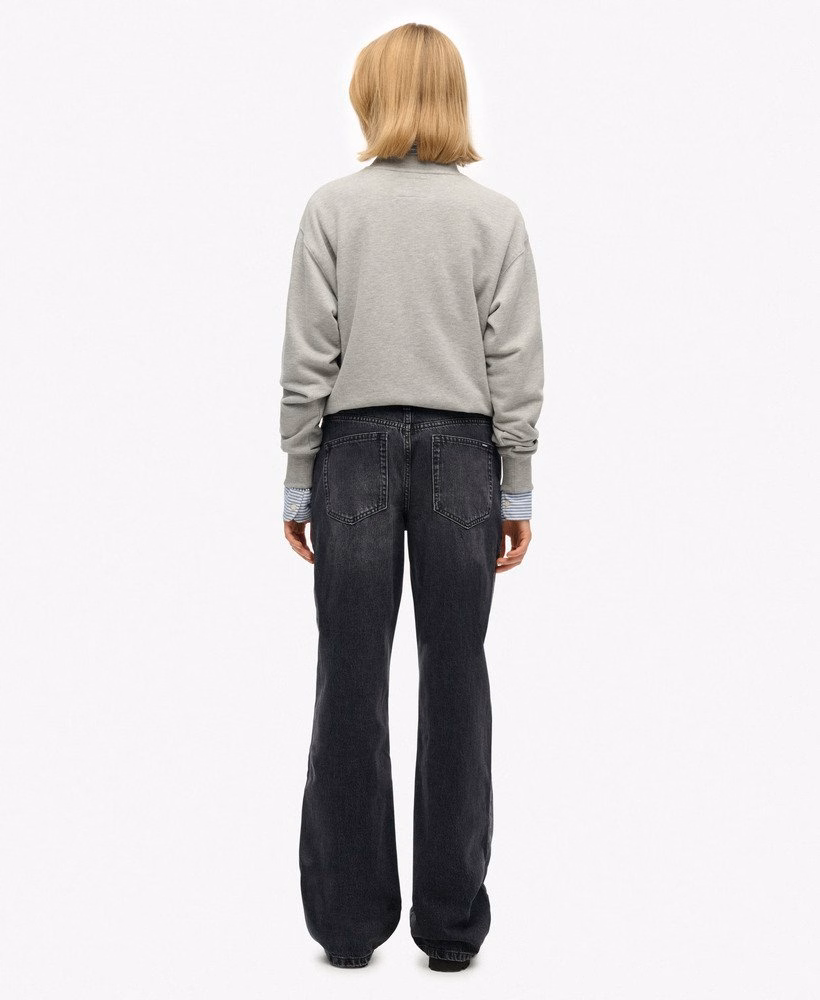 Biologische katoenen jeans met middelhoge taille en wijde pijpen