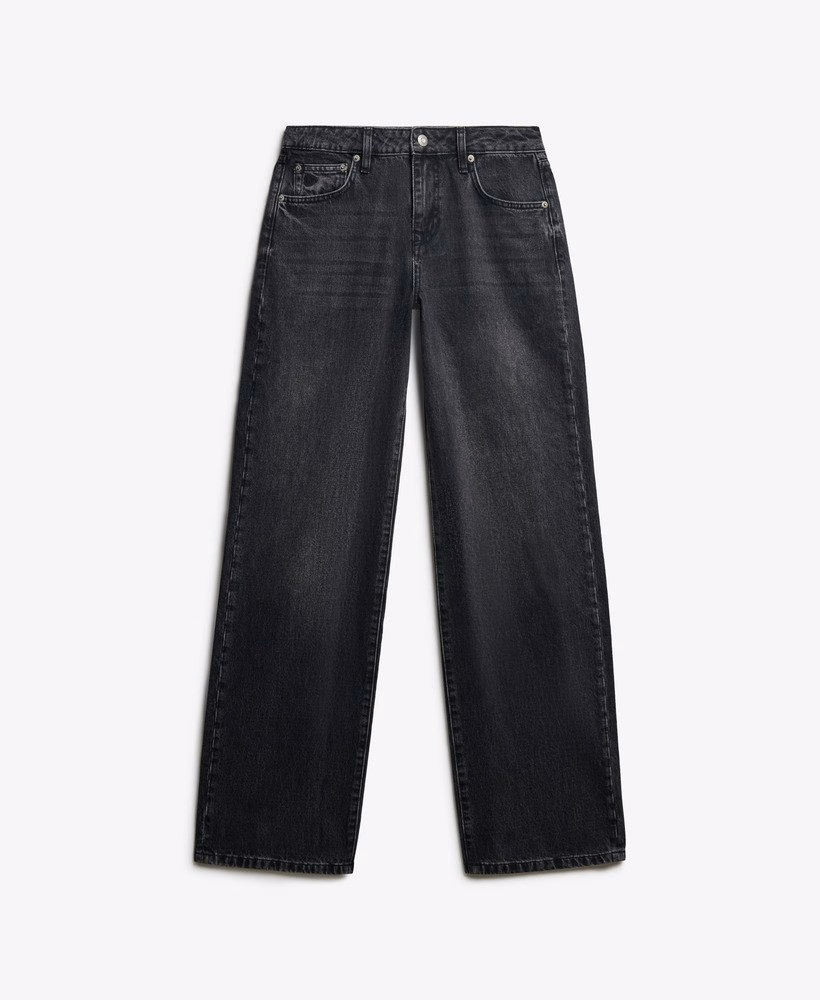 Biologische katoenen jeans met middelhoge taille en wijde pijpen