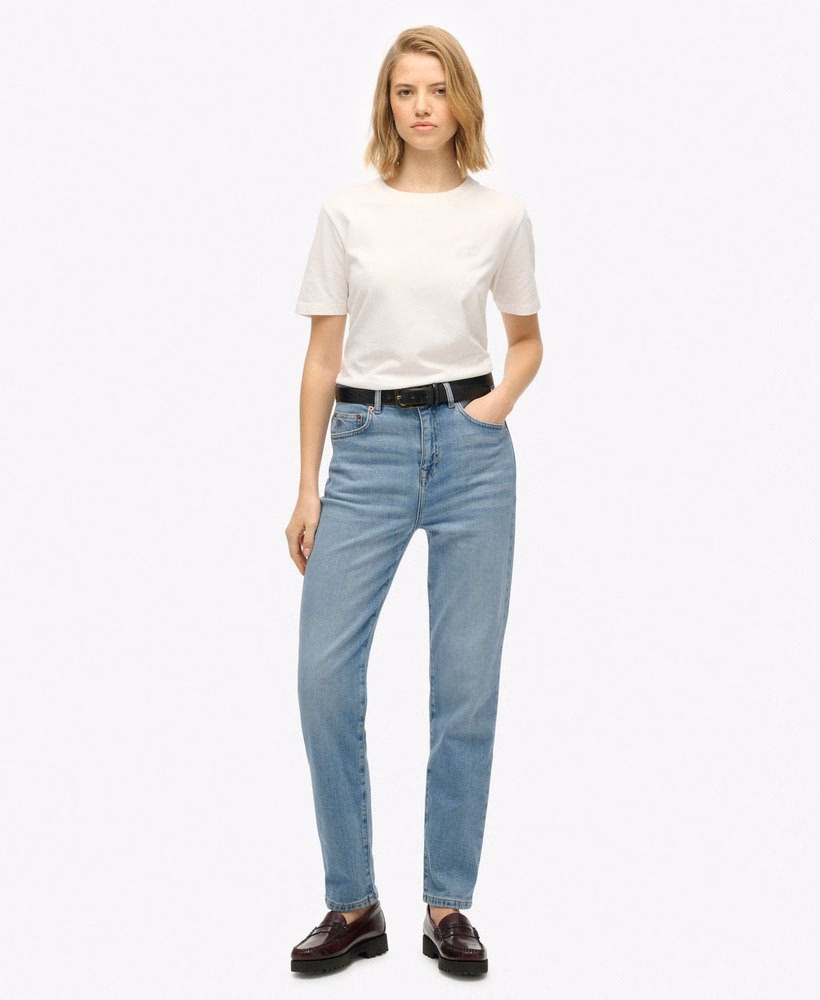 Biologische katoenen mom jeans met hoge taille