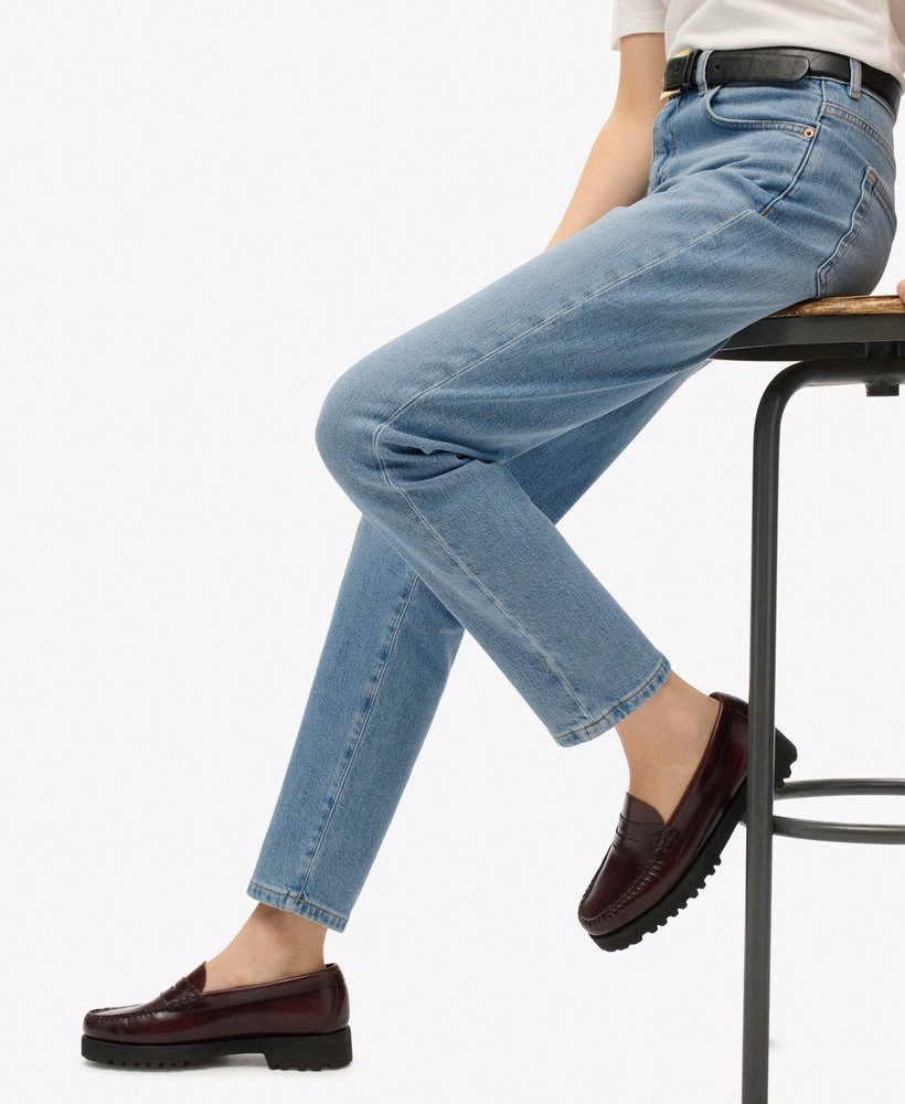 Biologische katoenen mom jeans met hoge taille