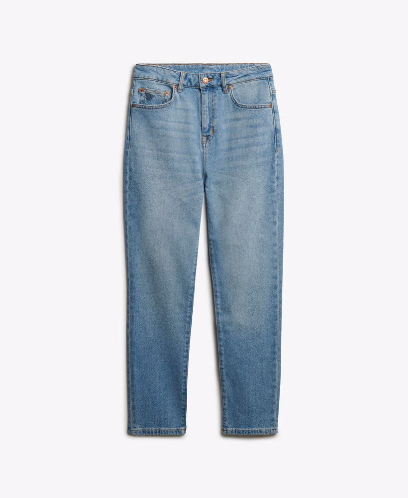 Biologische katoenen mom jeans met hoge taille