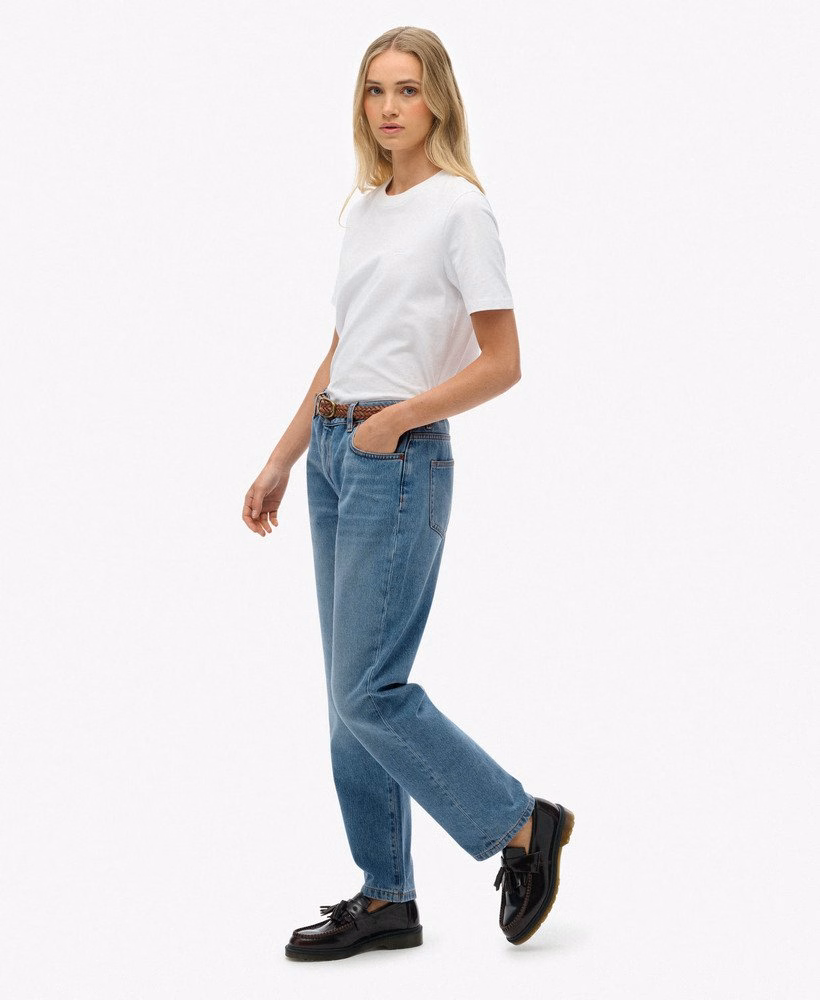Biologische katoenen jeans met middelhoge taille en rechte pijpen