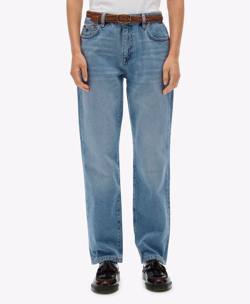 Biologische katoenen jeans met middelhoge taille en rechte pijpen