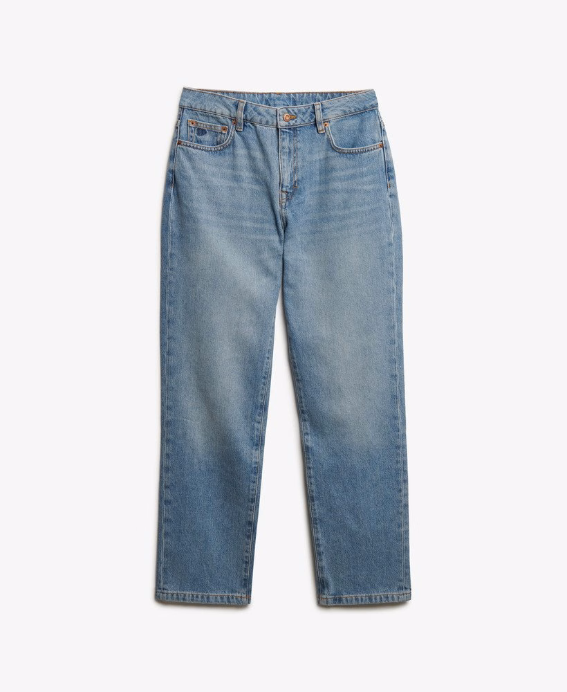 Biologische katoenen jeans met middelhoge taille en rechte pijpen