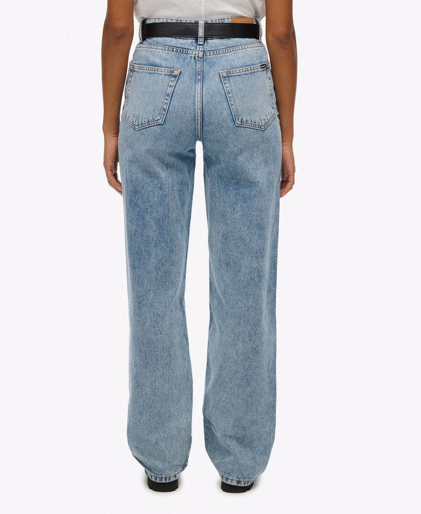 Biologische katoenen jeans met hoge taille en wijde pijpen