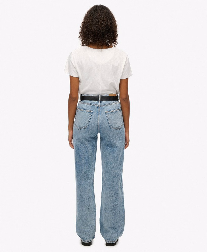 Biologische katoenen jeans met hoge taille en wijde pijpen
