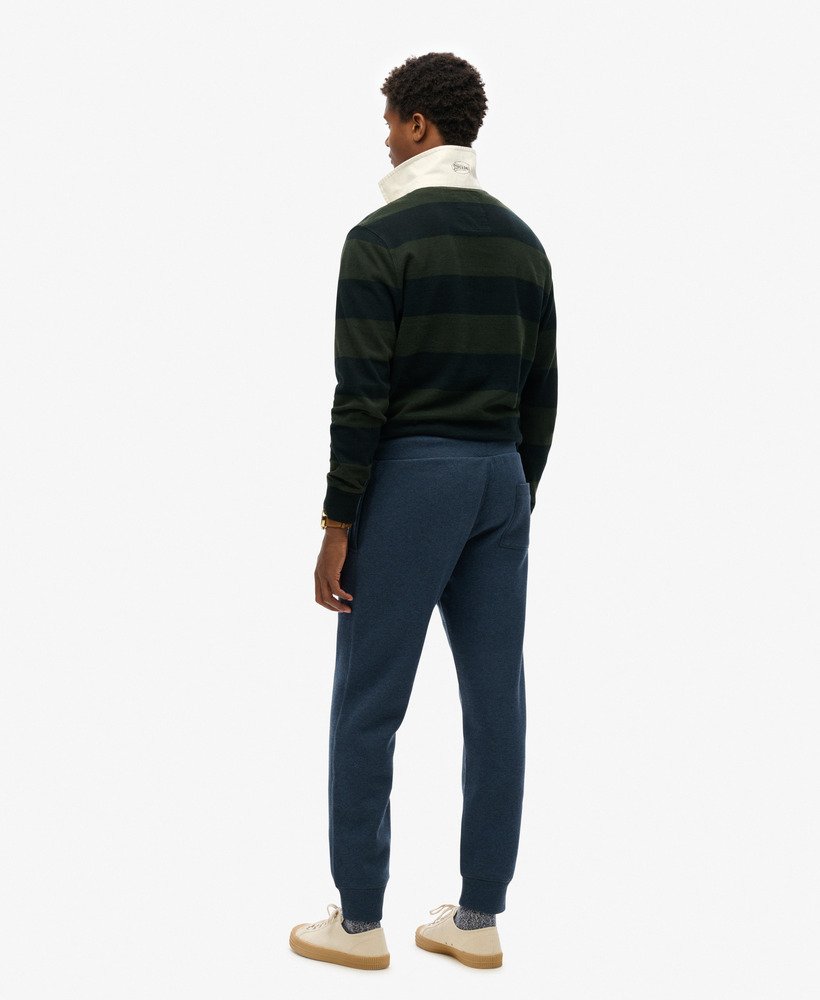 joggingbroek van biologisch katoen met vintage logo en borduursel in vintage marineblauw gemêleerd.