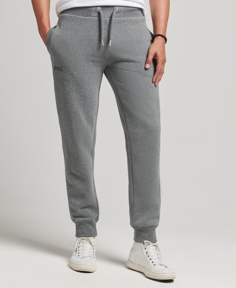 joggingbroek van biologisch katoen met vintage logo en borduursel in antracietgrijs gemêleerd.