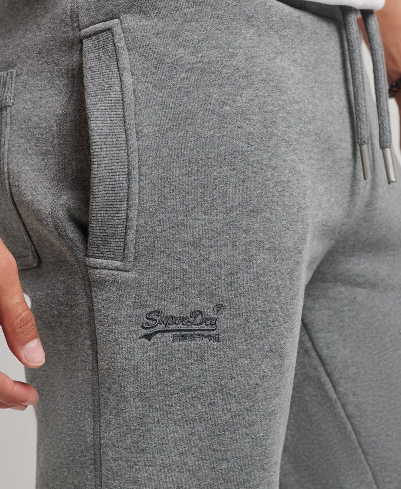 joggingbroek van biologisch katoen met vintage logo en borduursel in antracietgrijs gemêleerd.