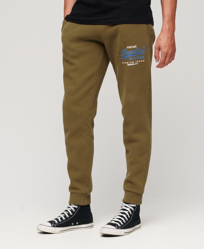 klassieke vintage joggingbroek met logo in kaki