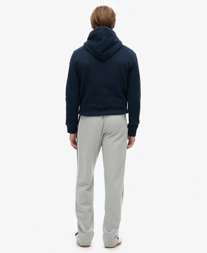 vintage sportieve joggingbroek in vintage sweatstof lichtgrijs gemêleerd.