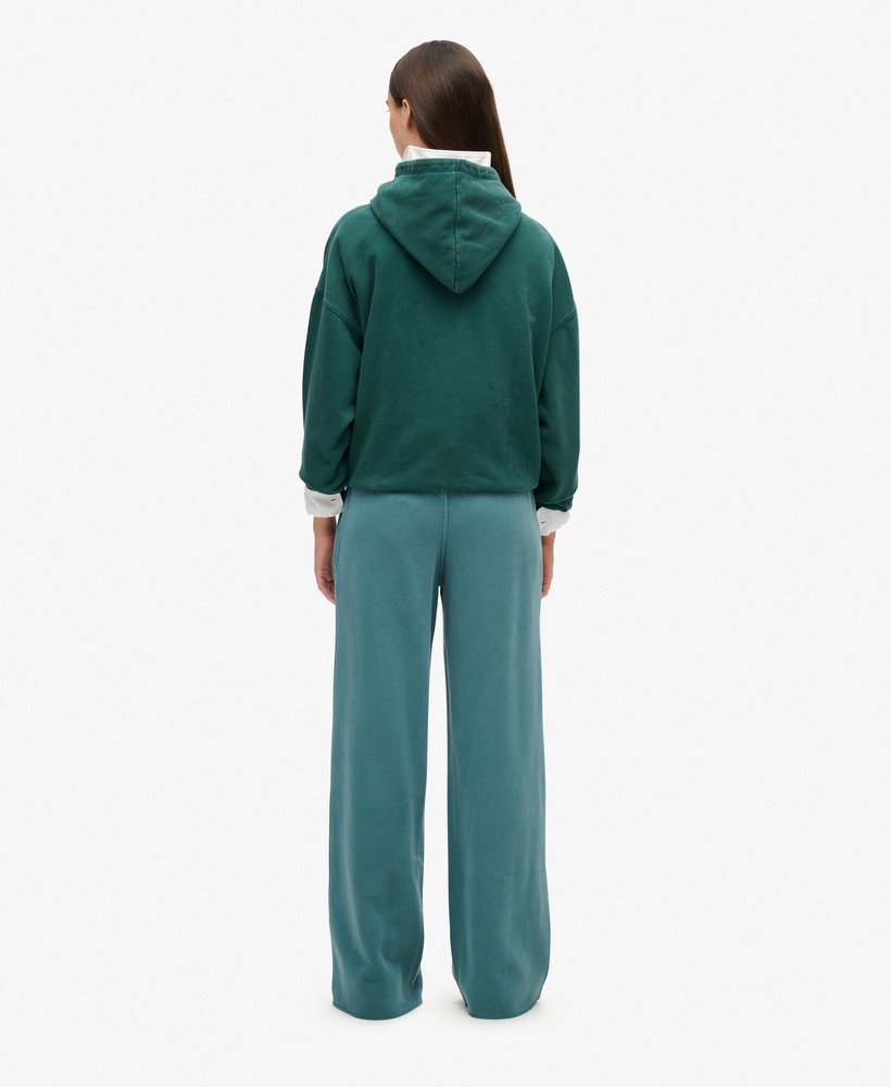 wasbare joggingbroek met wijde pijpen in hydro dark turquoise