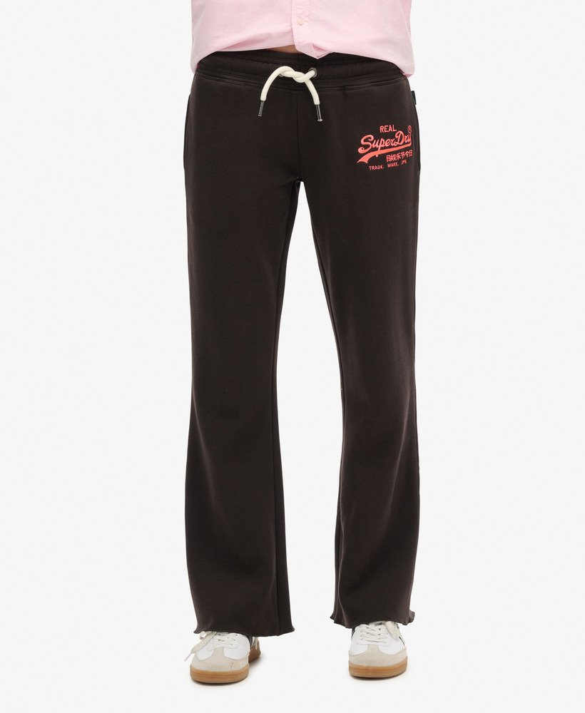 neon vintage logo low rise flare joggers in bison black