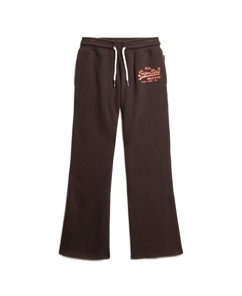 neon vintage logo low rise flare joggers in bison black