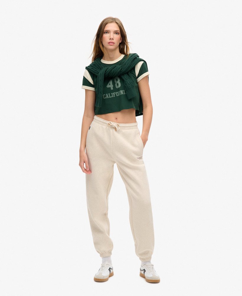 essential logo joggingbroek met manchetten in licht havermoutkleurig gemêleerd
