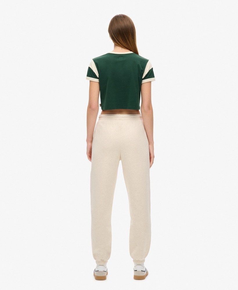 essential logo joggingbroek met manchetten in licht havermoutkleurig gemêleerd