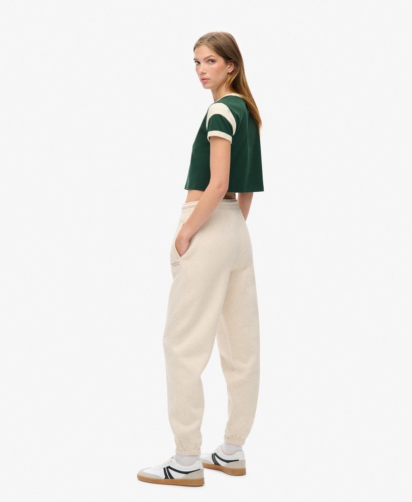 essential logo joggingbroek met manchetten in licht havermoutkleurig gemêleerd