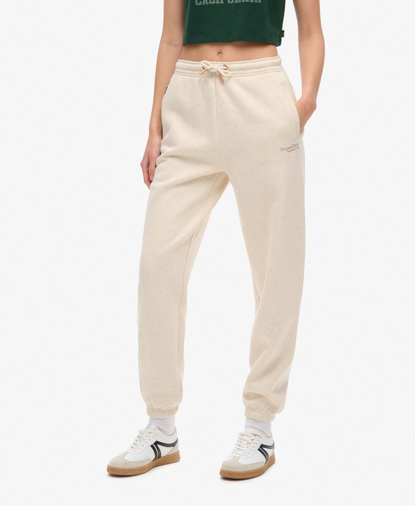 essential logo joggingbroek met manchetten in licht havermoutkleurig gemêleerd