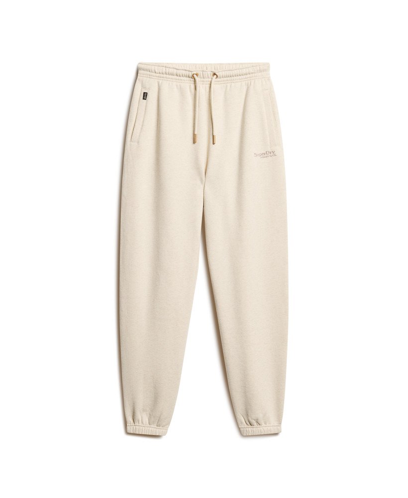 essential logo joggingbroek met manchetten in licht havermoutkleurig gemêleerd