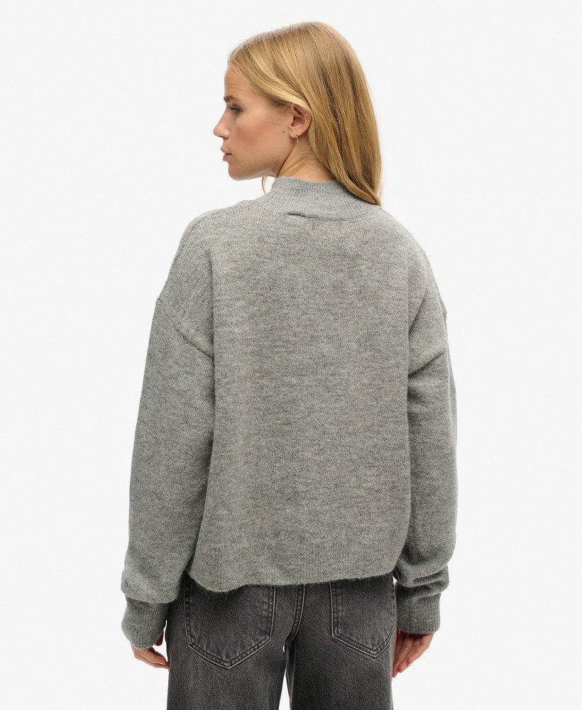 vintage essential mock neck jumper in lichtgrijs gemengd
