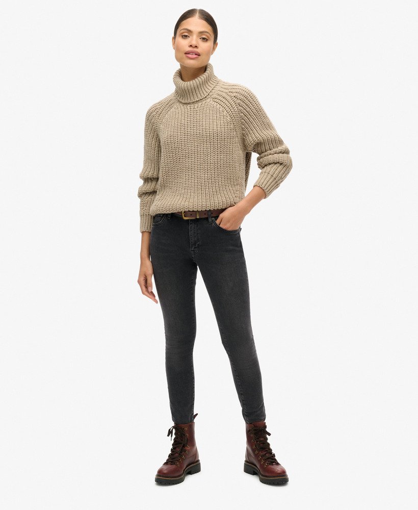 slouchy gebreide coltrui in zacht beige gemêleerd