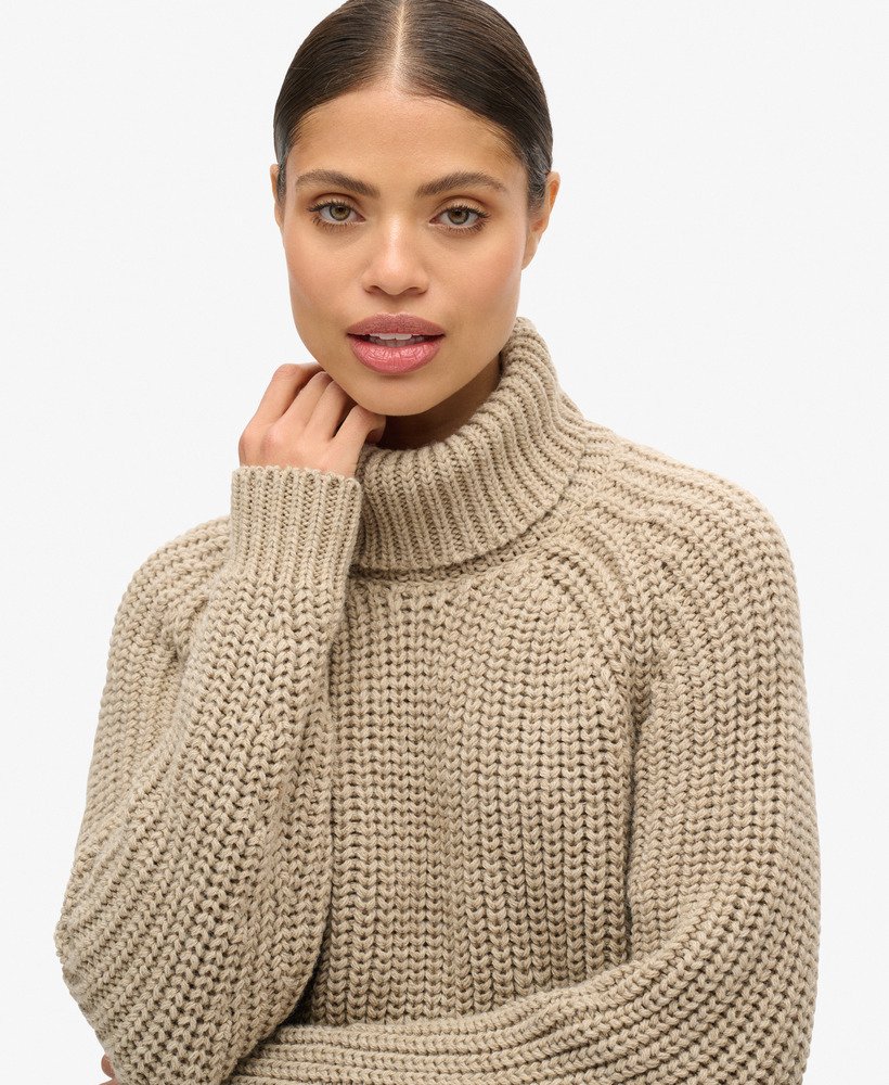 slouchy gebreide coltrui in zacht beige gemêleerd