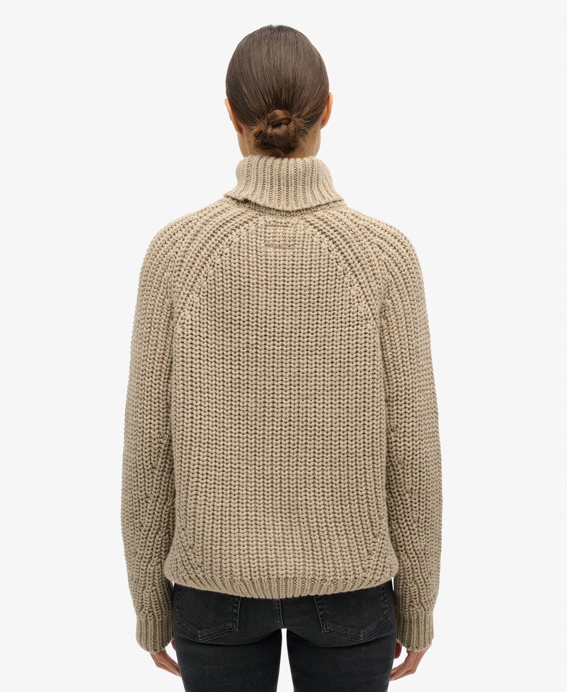 slouchy gebreide coltrui in zacht beige gemêleerd