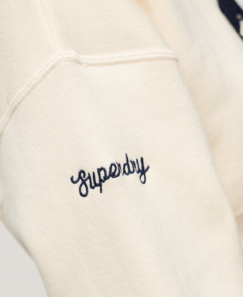 varsity crop crew jumper in new chalk