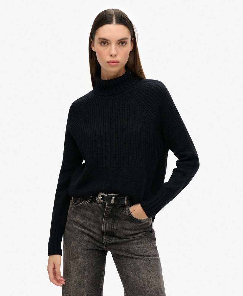 essentiële ribgebreide coltrui in eclipse navy