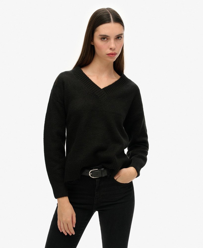 oversized v-hals trui in zwart