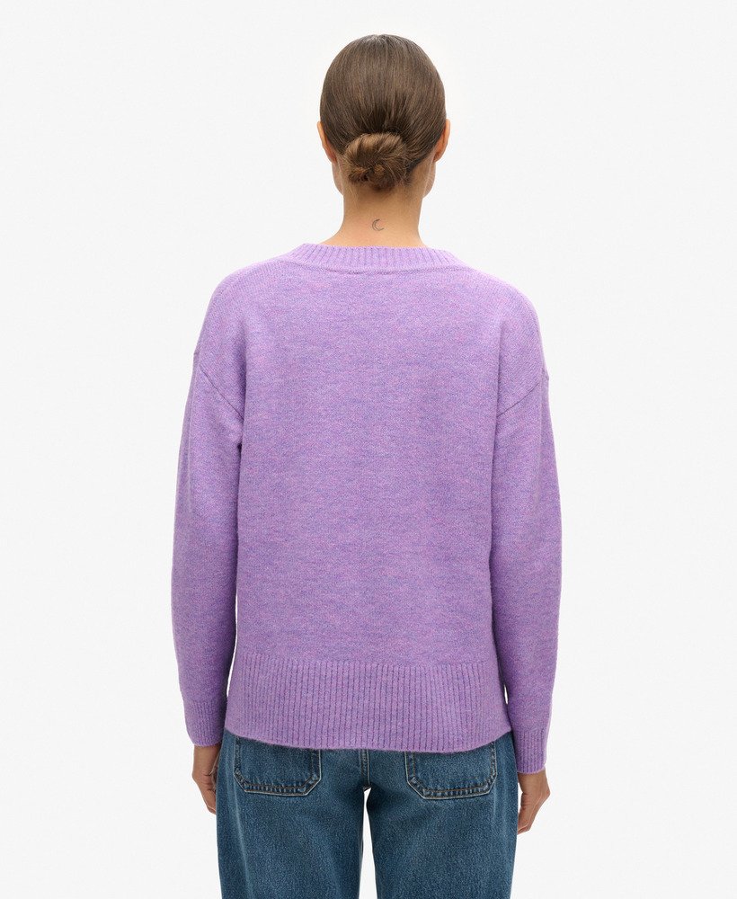 oversized v-hals trui in candy frost paars gemêleerd