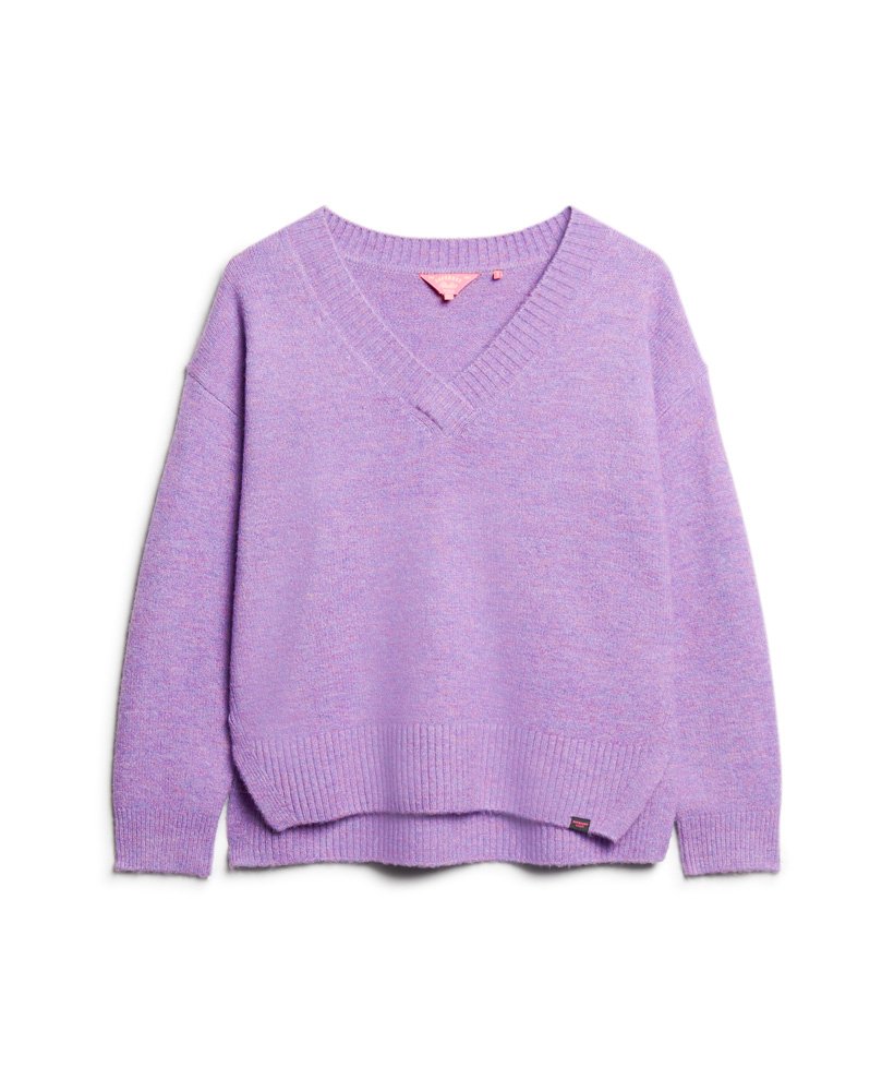 oversized v-hals trui in candy frost paars gemêleerd
