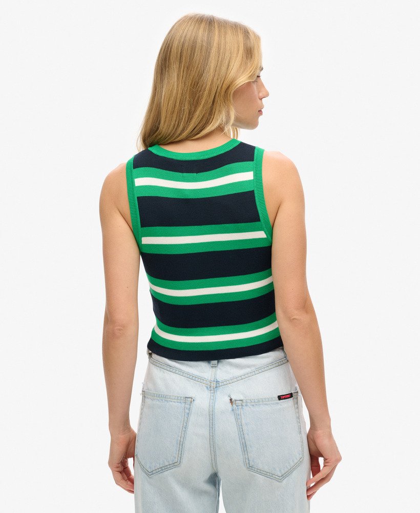 fijn gebreide tanktop in eclipse navydrop kick green