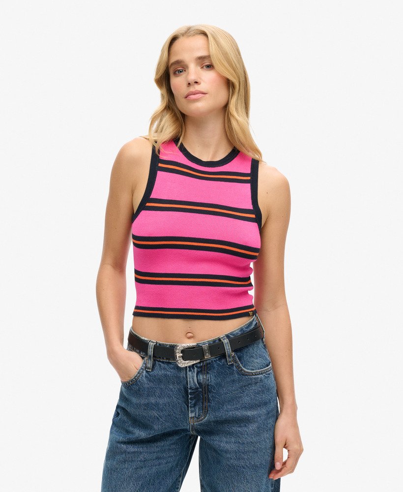 fijn gebreide tanktop in sienna pinkeclipse navy