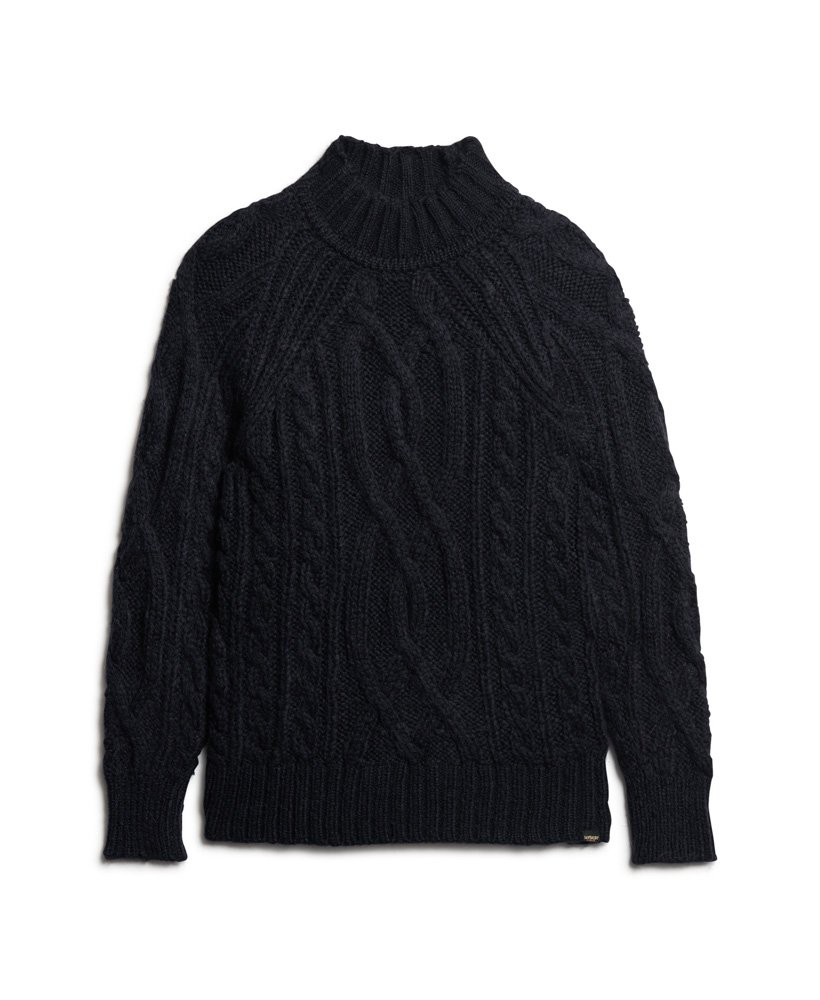 kabeltrui met hoge hals in eclipse navy