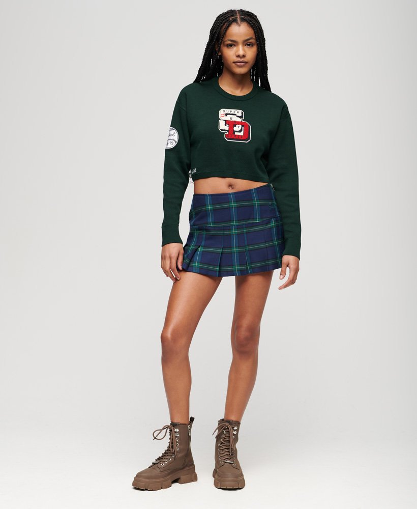 varsity cropped crew jumper in emailgroen