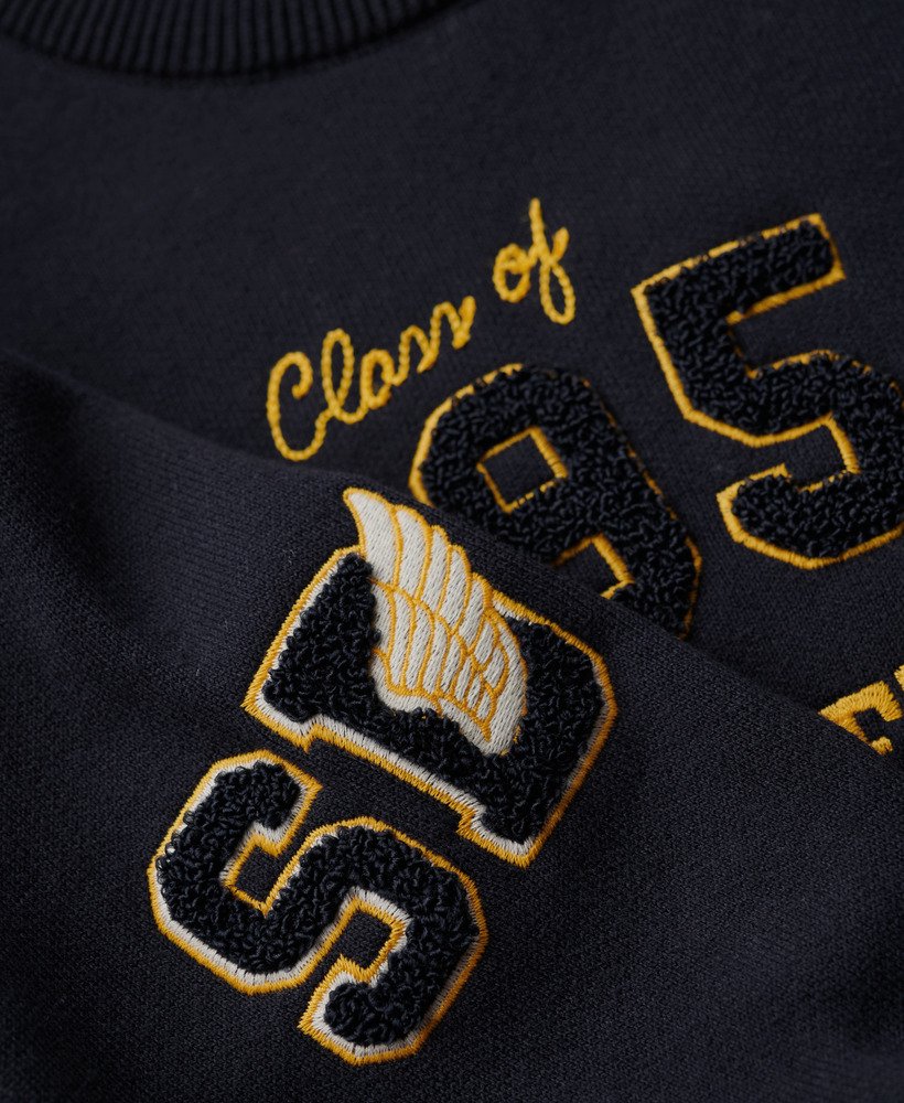 varsity cropped crew jumper in rich navy