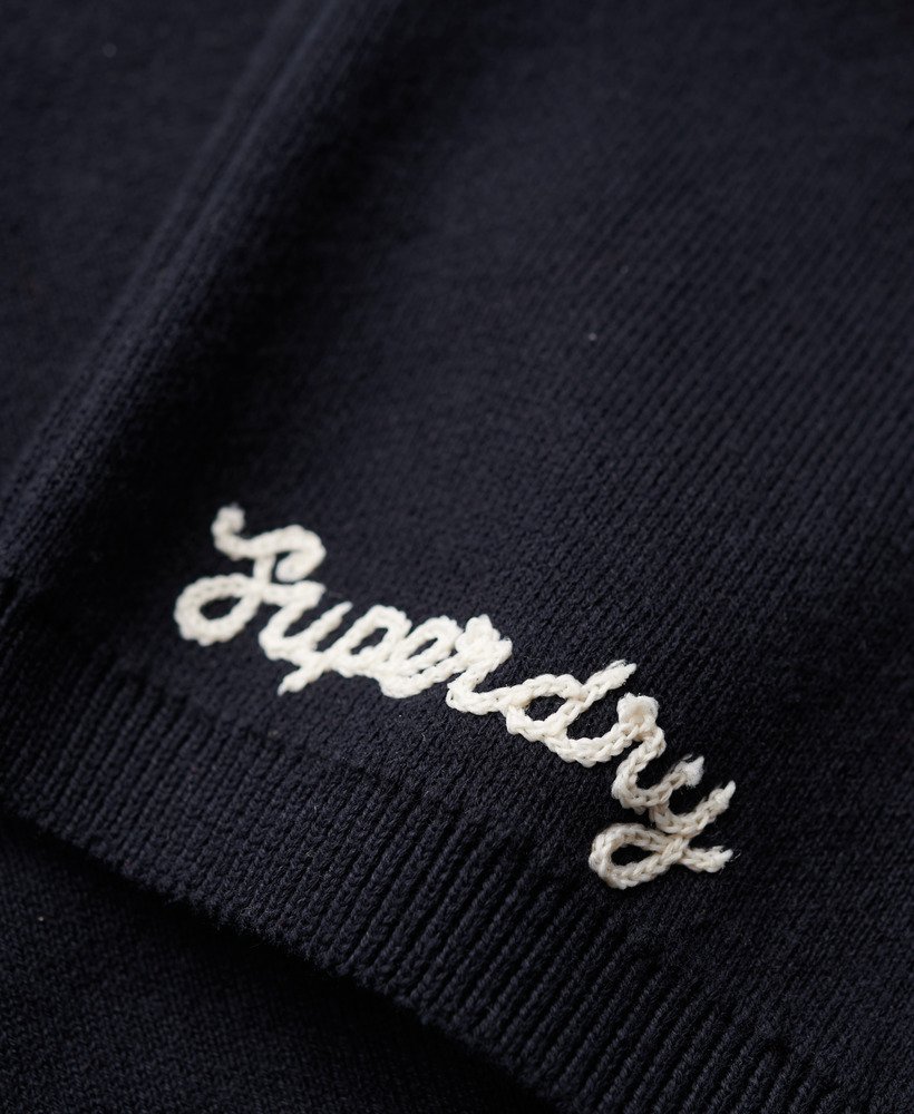 varsity cropped crew jumper in rich navy