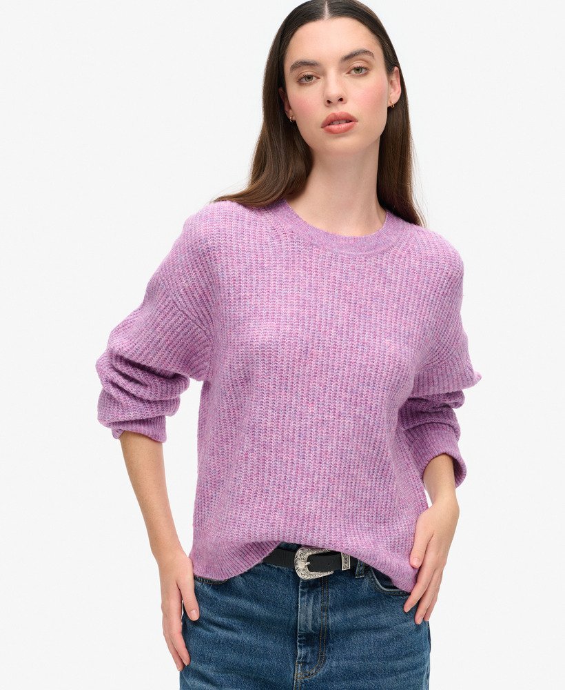 trui met ronde hals en geborstelde afwerking in lila-roze twist