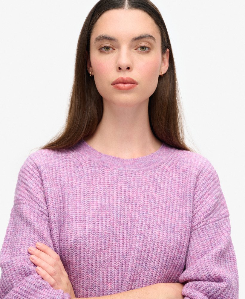 trui met ronde hals en geborstelde afwerking in lila-roze twist