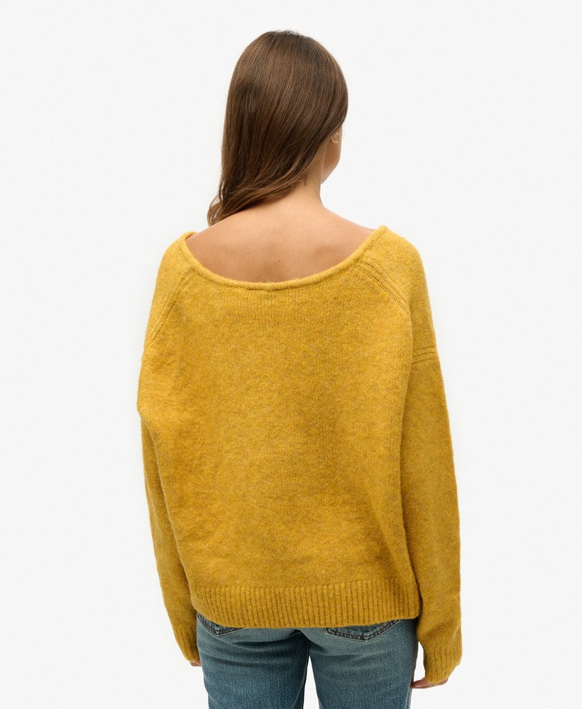 oversized v-hals trui in goudgele twist