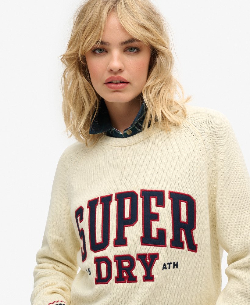 slouchy gebreide trui met print in naturel wit