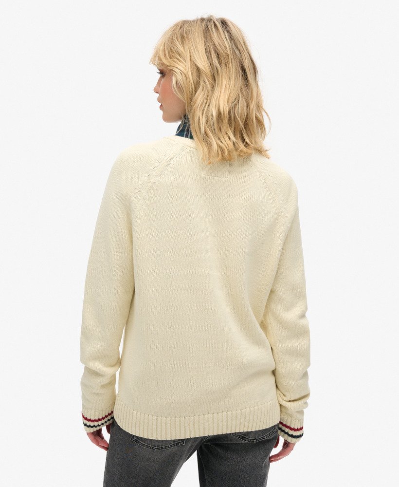 slouchy gebreide trui met print in naturel wit
