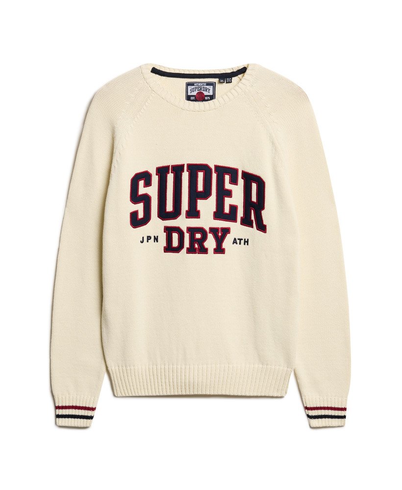 slouchy gebreide trui met print in naturel wit
