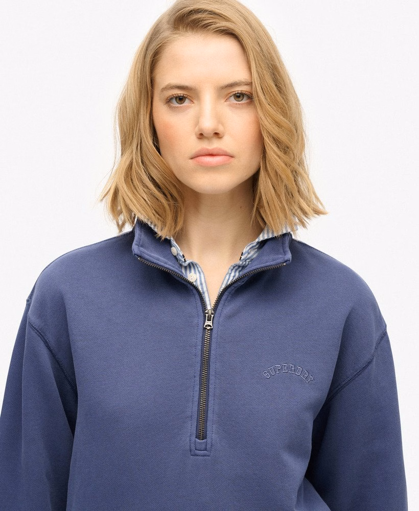 Essential Logo Garment Dye Half Zip Sweatshirt