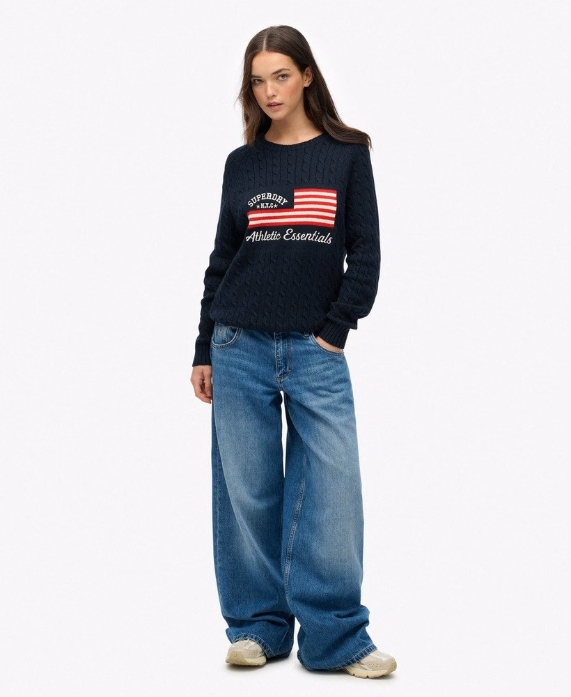 Slouchy Cable Flag gebreide trui