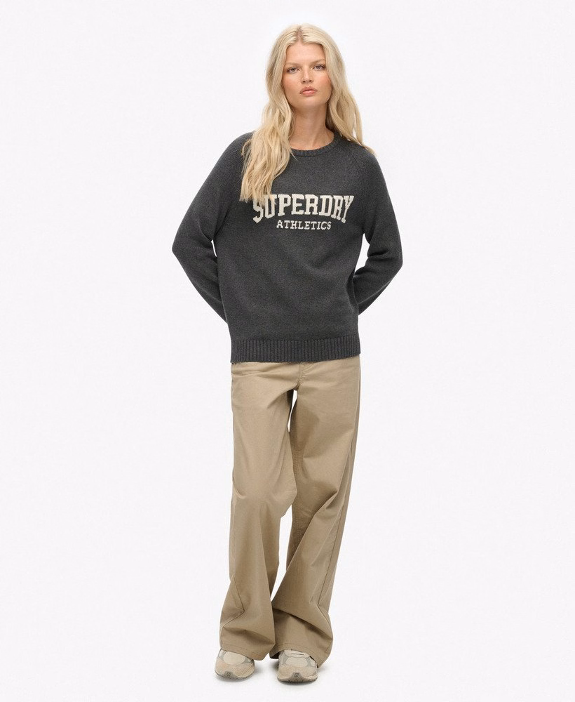 Slouchy gebreide trui met intarsia-print