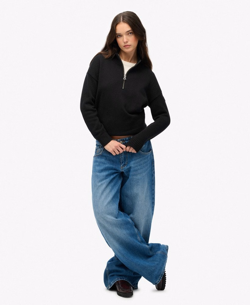 Slouchy gebreide trui met halve rits
