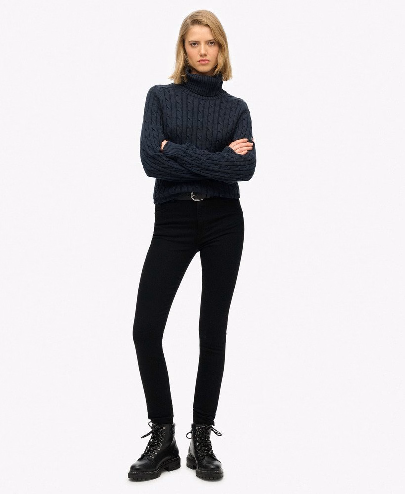 Slouchy Cable Roll Neck Jumper