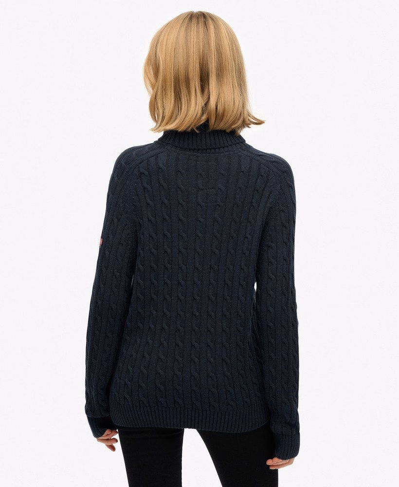 Slouchy Cable Roll Neck Jumper